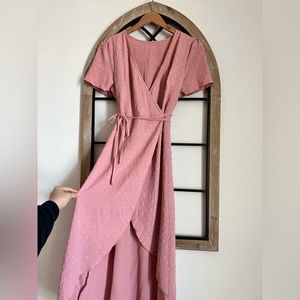 Pink Lily pink polka dot wrap dress